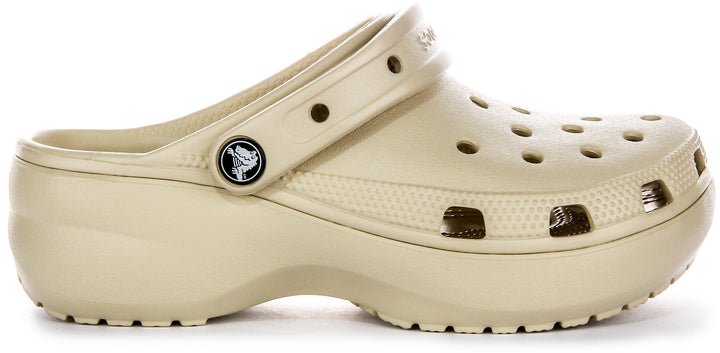 Crocs Classic Sabots en Caoutchouc Plateforme En Beige