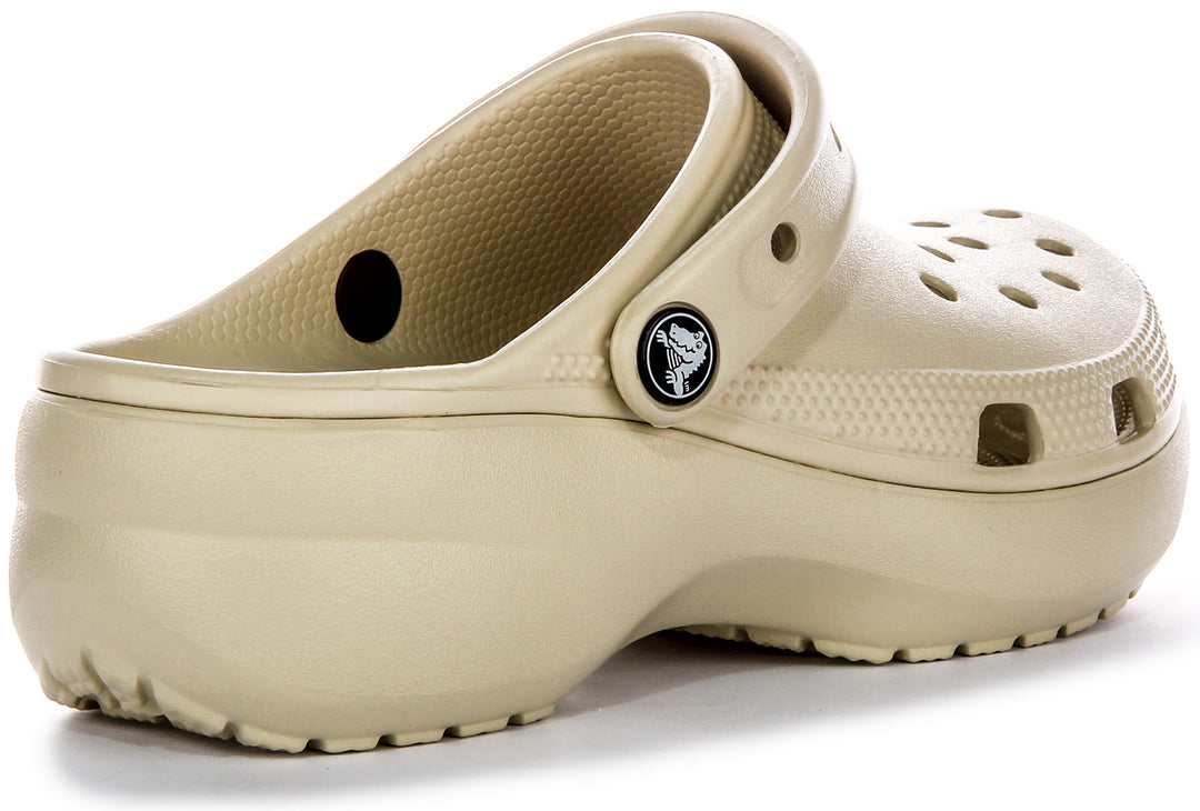 Crocs Classic Sabots en Caoutchouc Plateforme En Beige