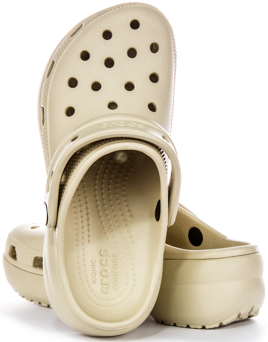 Crocs Classic Sabots en Caoutchouc Plateforme En Beige