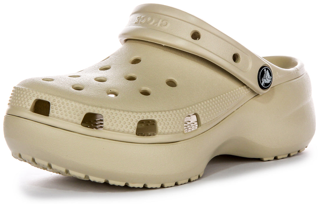 Crocs Classic Sabots en Caoutchouc Plateforme En Beige