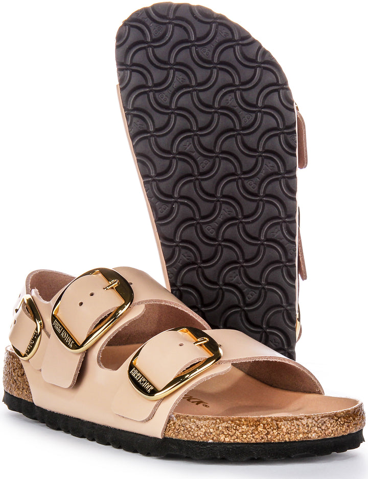 Birkenstock Milano Big Buck Elegant Pin Sandalias de cuero en color beige