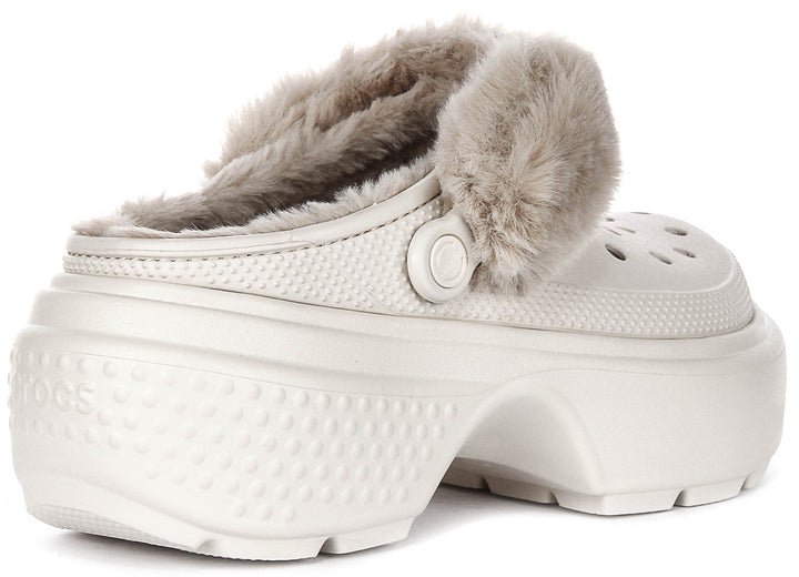 Crocs Stomp Lined Clog In Beige Fur