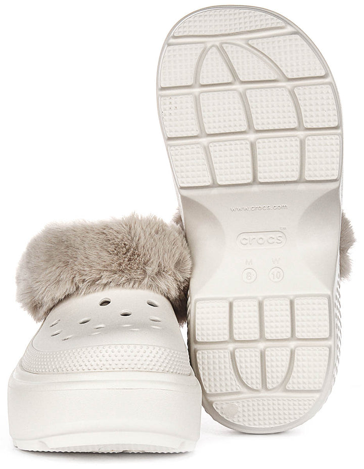 Crocs Stomp Lined Clog In Beige Fur