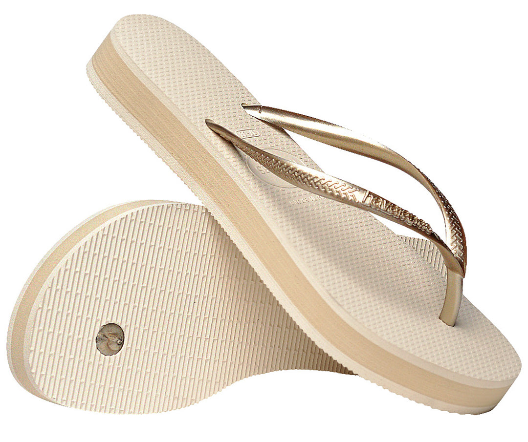 Havaianas Slim Flatform In Beige Gold