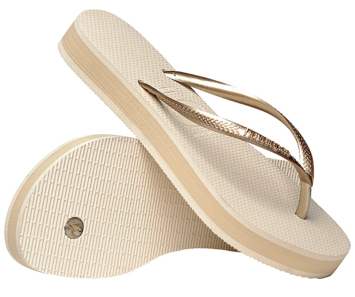 Havaianas Slim Flatform In Beige Gold