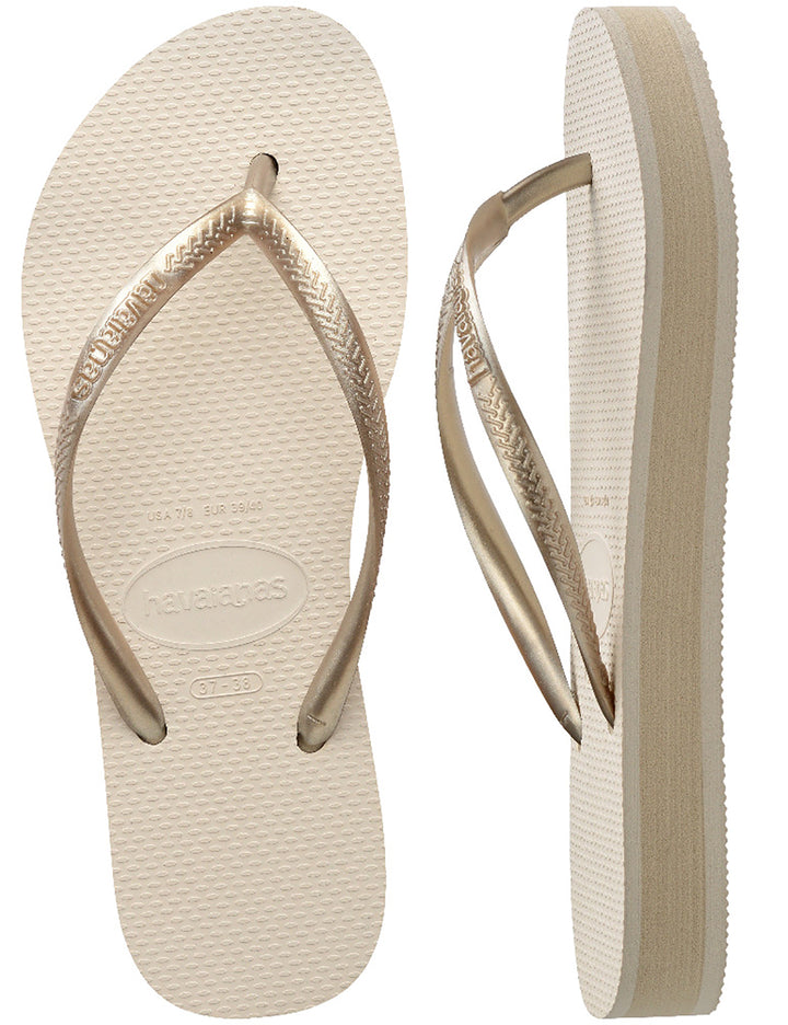 Havaianas Slim Flatform In Beige Gold