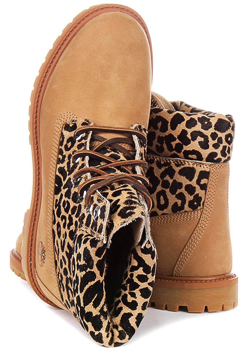 Timberland 6 inch A5M5N In Wheat Leopard For Women