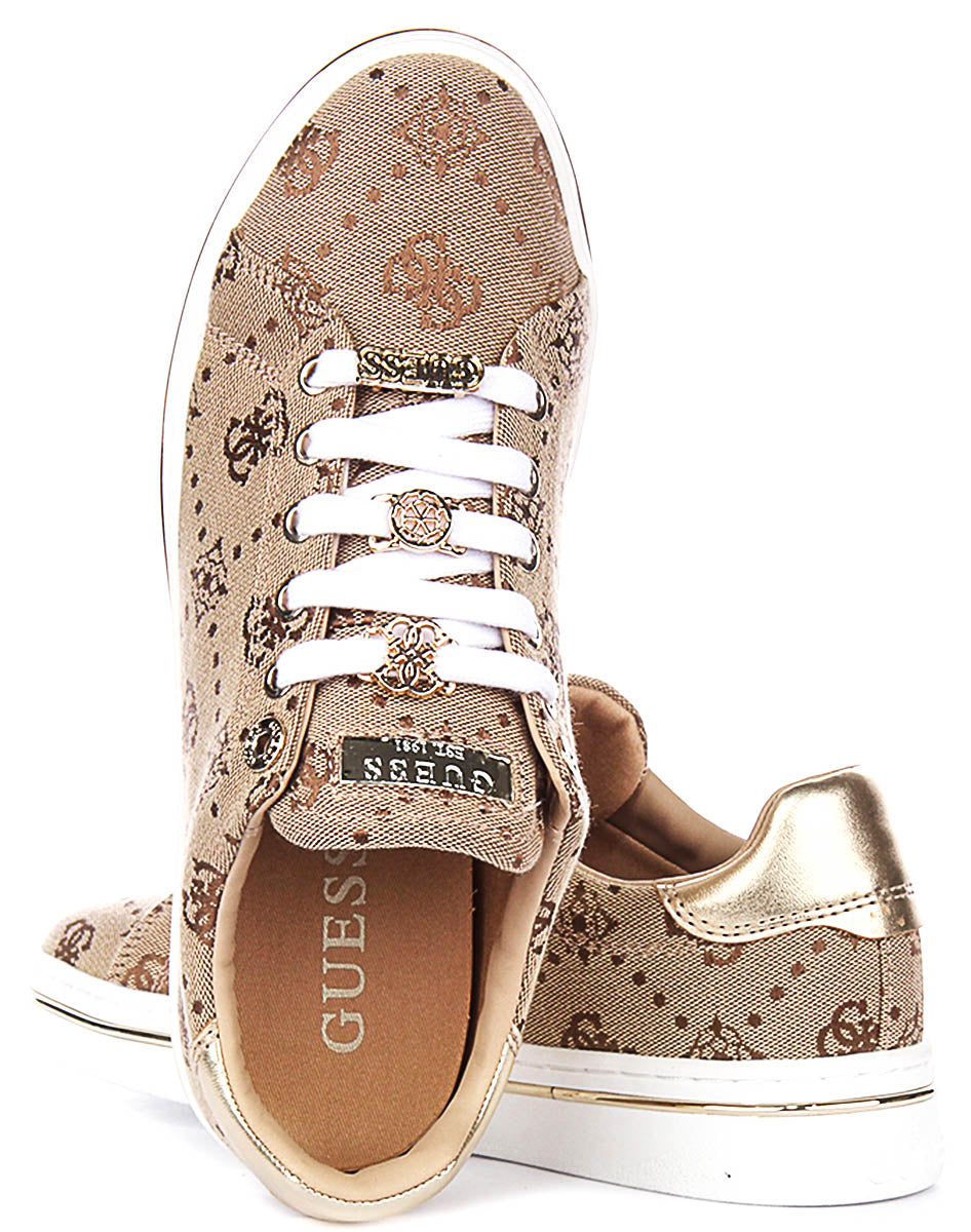 Guess STASEY3 Sneakers In Beige Brown For Women