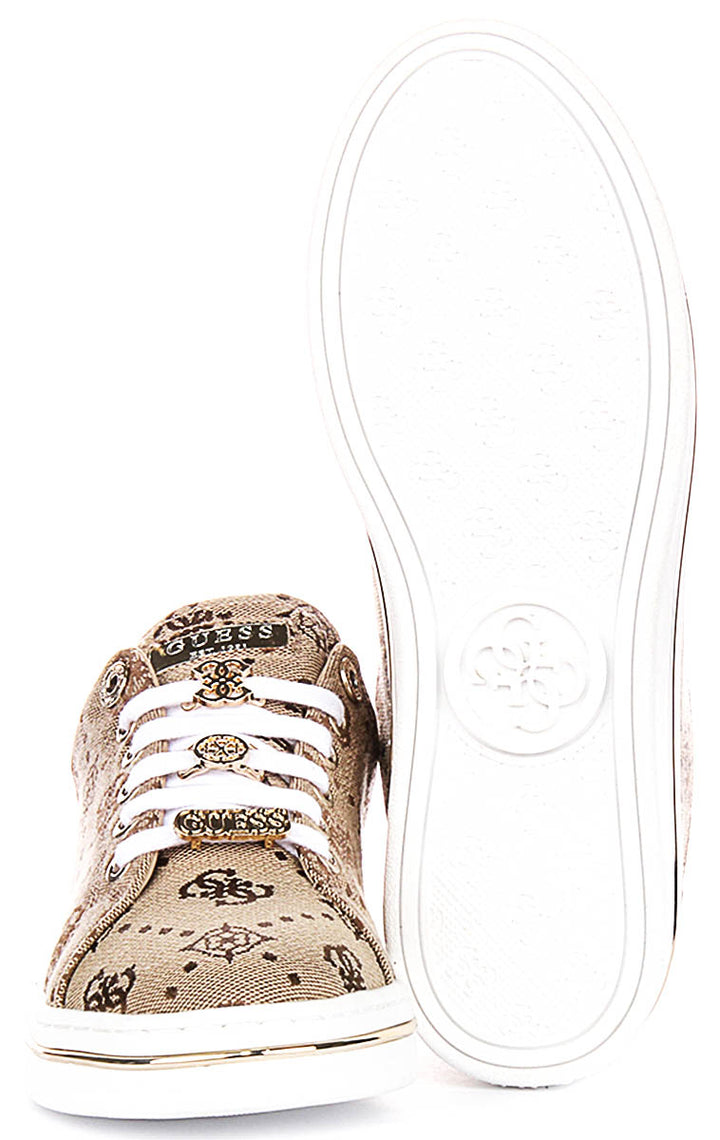 Guess STASEY3 Sneakers In Beige Brown For Women