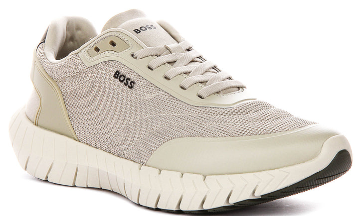 Boss Motion Runner In Beige For Men