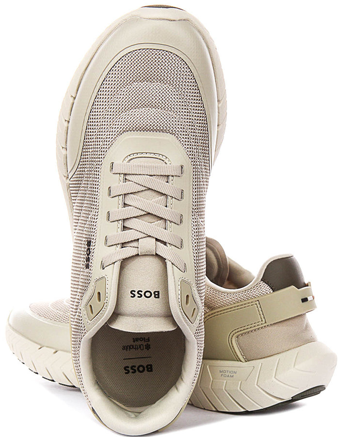 Boss Motion Runner In Beige For Men