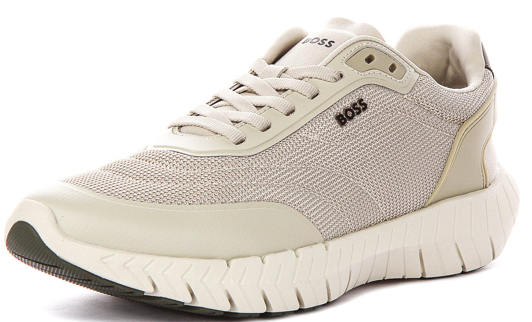 Boss Motion Runner In Beige For Men