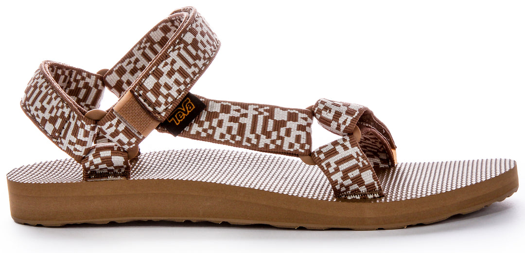 Teva Orig Universal Back Strap Prism Iconic Summer Sandalias veganas para mujer en beige marrón