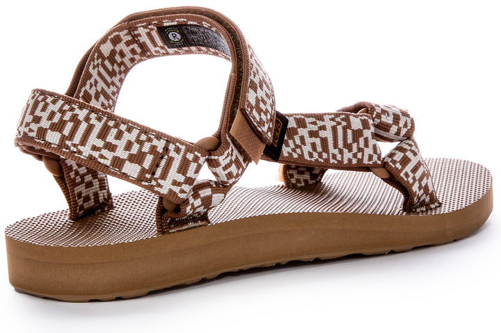 Teva Orig Universal Back Strap Prism Iconic Summer Sandalias veganas para mujer en beige marrón