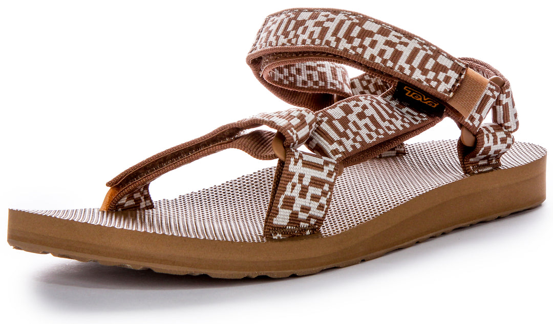 Teva Orig Universal Back Strap Prism Iconic Summer Sandalias veganas para mujer en beige marrón