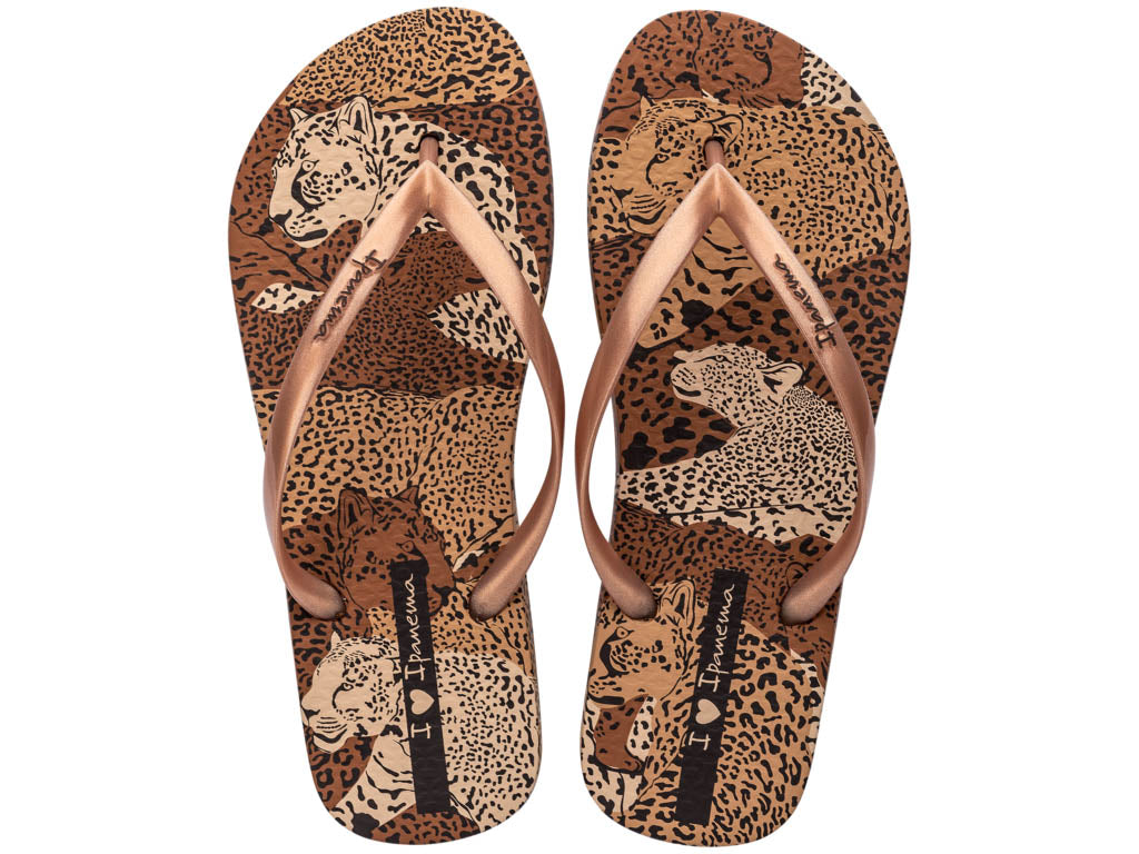 Ipanema Animal Print Flipflops In Beige Brown For Women