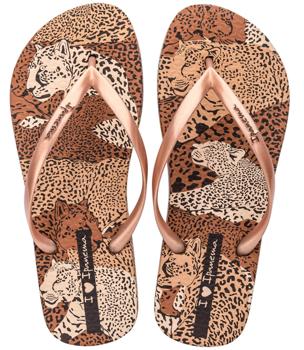 Ipanema Animal Print Flipflops In Beige Brown For Women