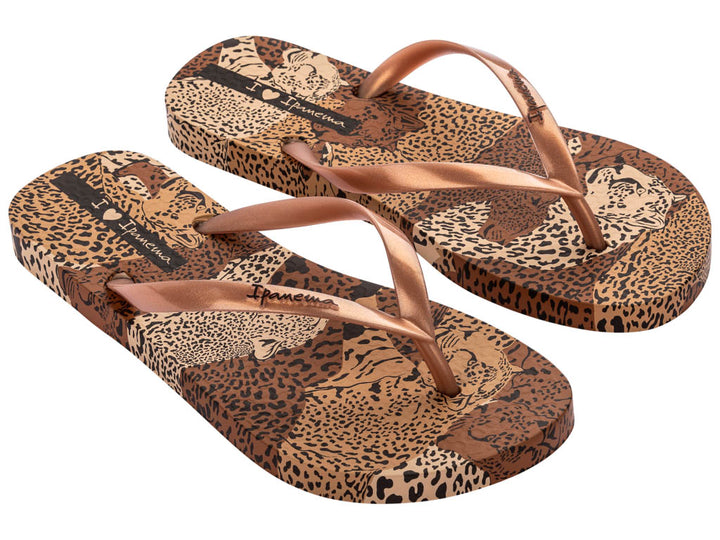 Ipanema Animal Print Flipflops In Beige Brown For Women