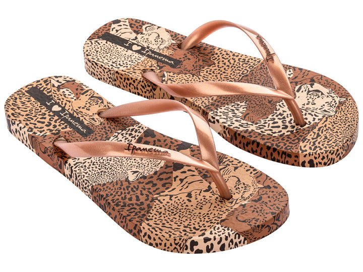 Ipanema Animal Print Flipflops In Beige Brown For Women