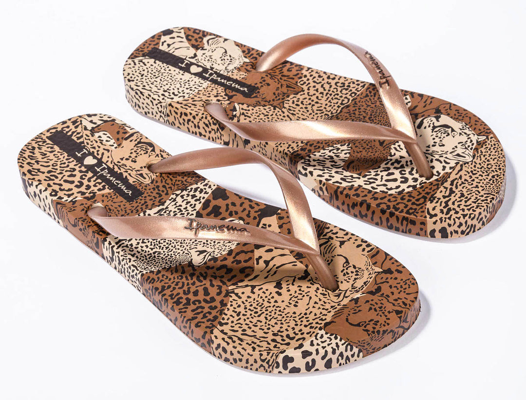 Ipanema Animal Print Flipflops In Beige Brown For Women