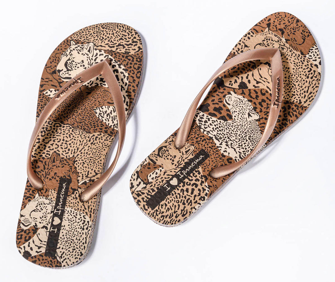 Ipanema Animal Print Flipflops In Beige Brown For Women