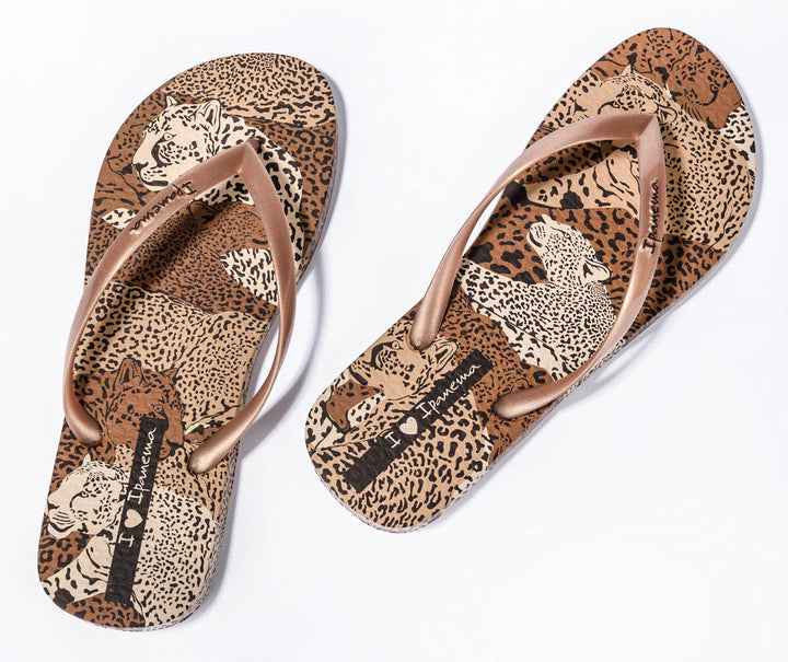 Ipanema Animal Print Flipflops In Beige Brown For Women