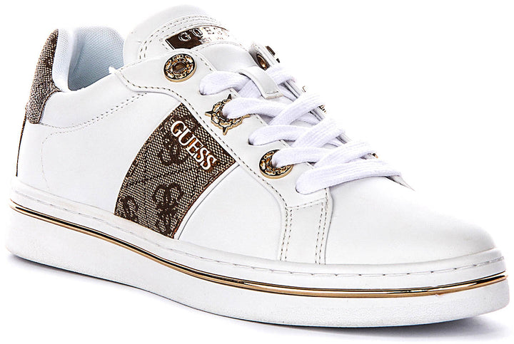 Guess Low Stew Side Logo Sneaker In Beige Brown For Women