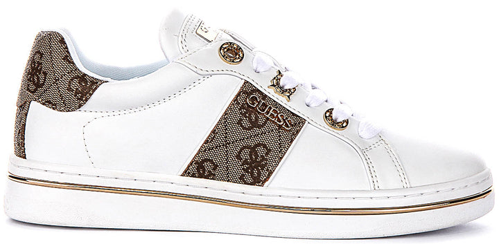 Guess Low Stew Side Logo Sneaker In Beige Brown For Women