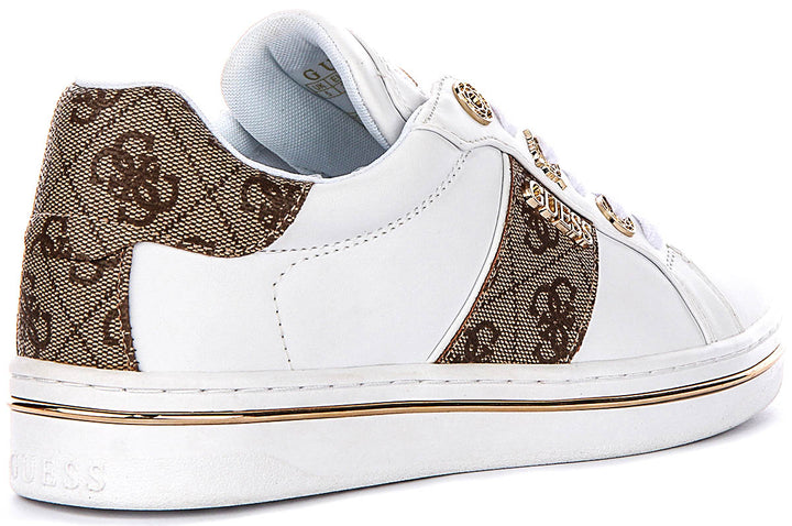 Guess Low Stew Side Logo Sneaker In Beige Brown For Women