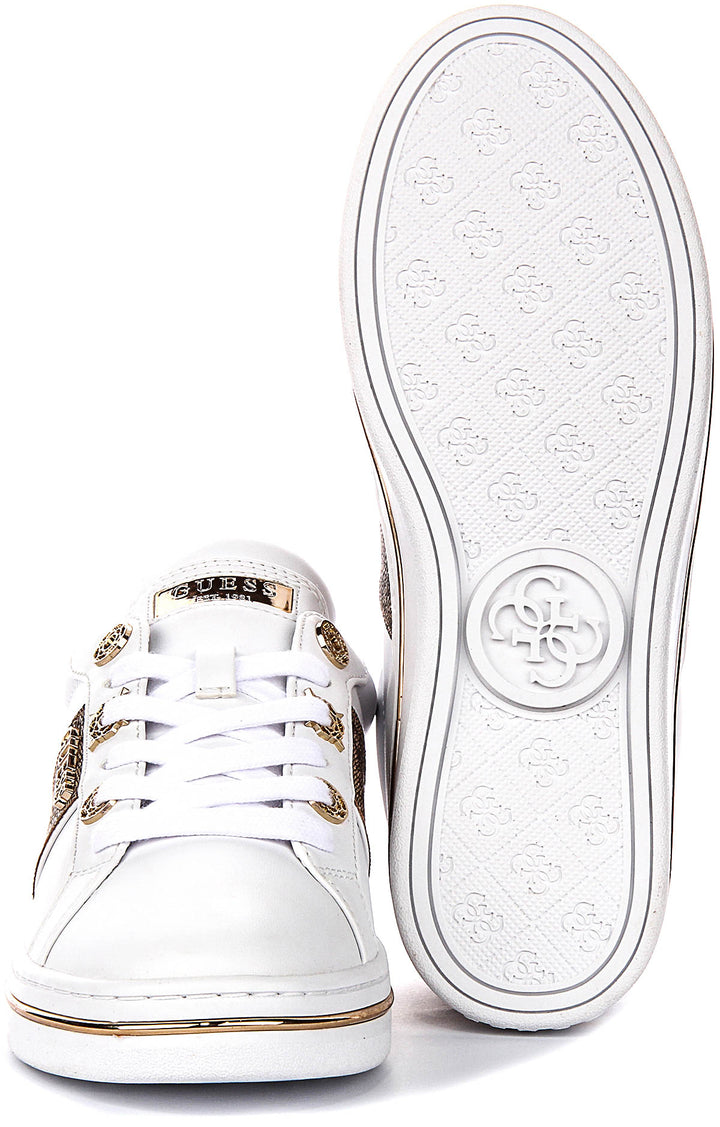 Guess Low Stew Side Logo Sneaker In Beige Brown For Women