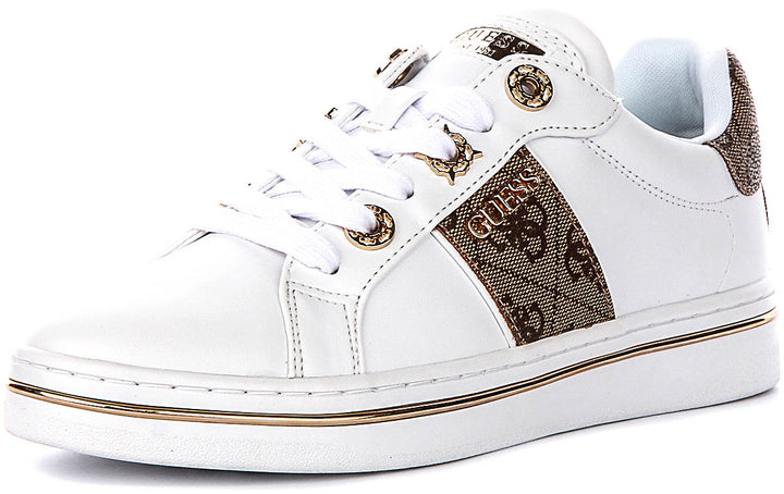 Guess Low Stew Side Logo Sneaker In Beige Brown For Women