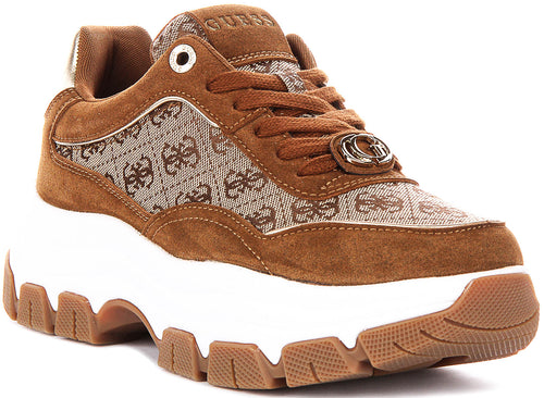 Guess Berrett 4G Peony Sneaker In Beige Brown For Women