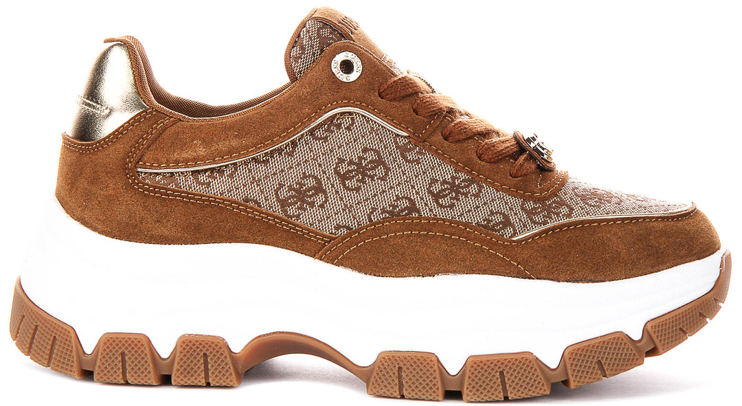 Guess Berrett 4G Peony Sneaker In Beige Brown For Women