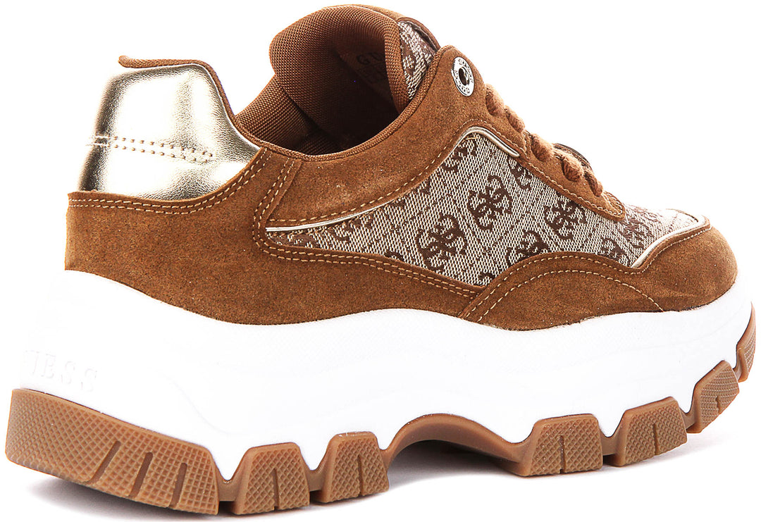 Guess Berrett 4G Peony Sneaker In Beige Brown For Women