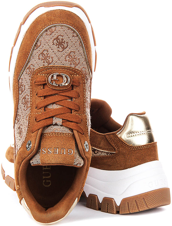 Guess Berrett 4G Peony Sneaker In Beige Brown For Women