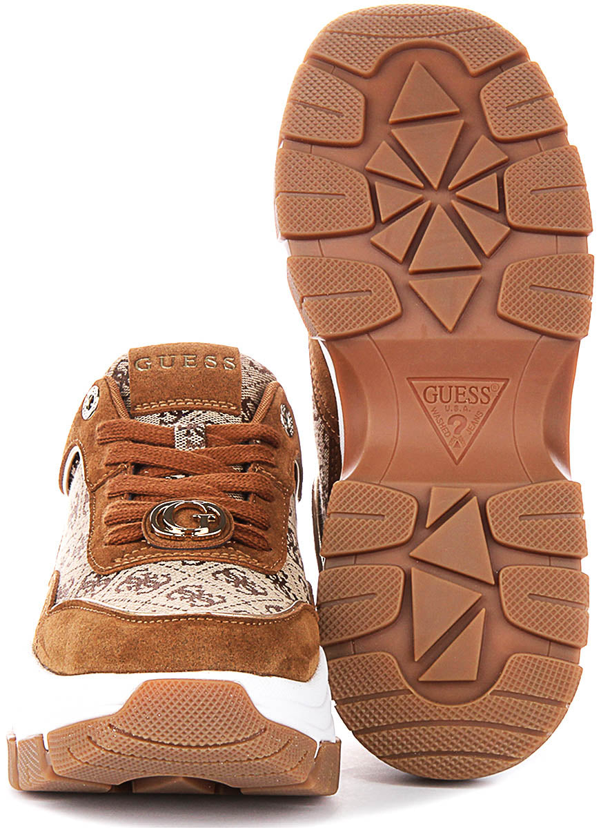 Guess Berrett 4G Peony Sneaker In Beige Brown For Women