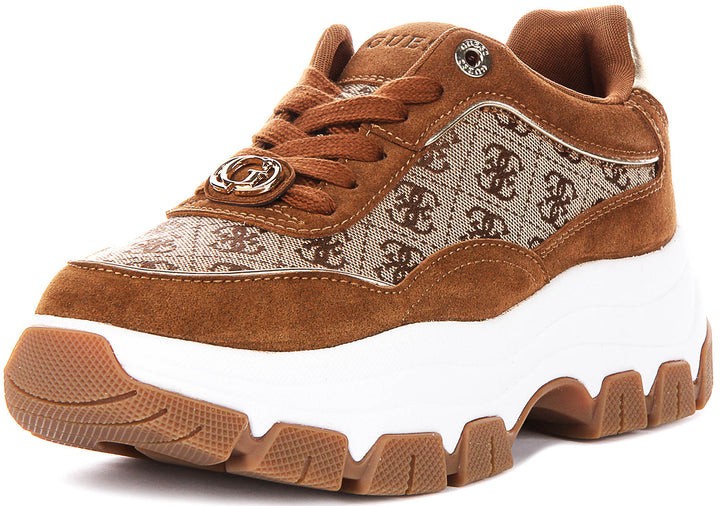 Guess Berrett 4G Peony Sneaker In Beige Brown For Women