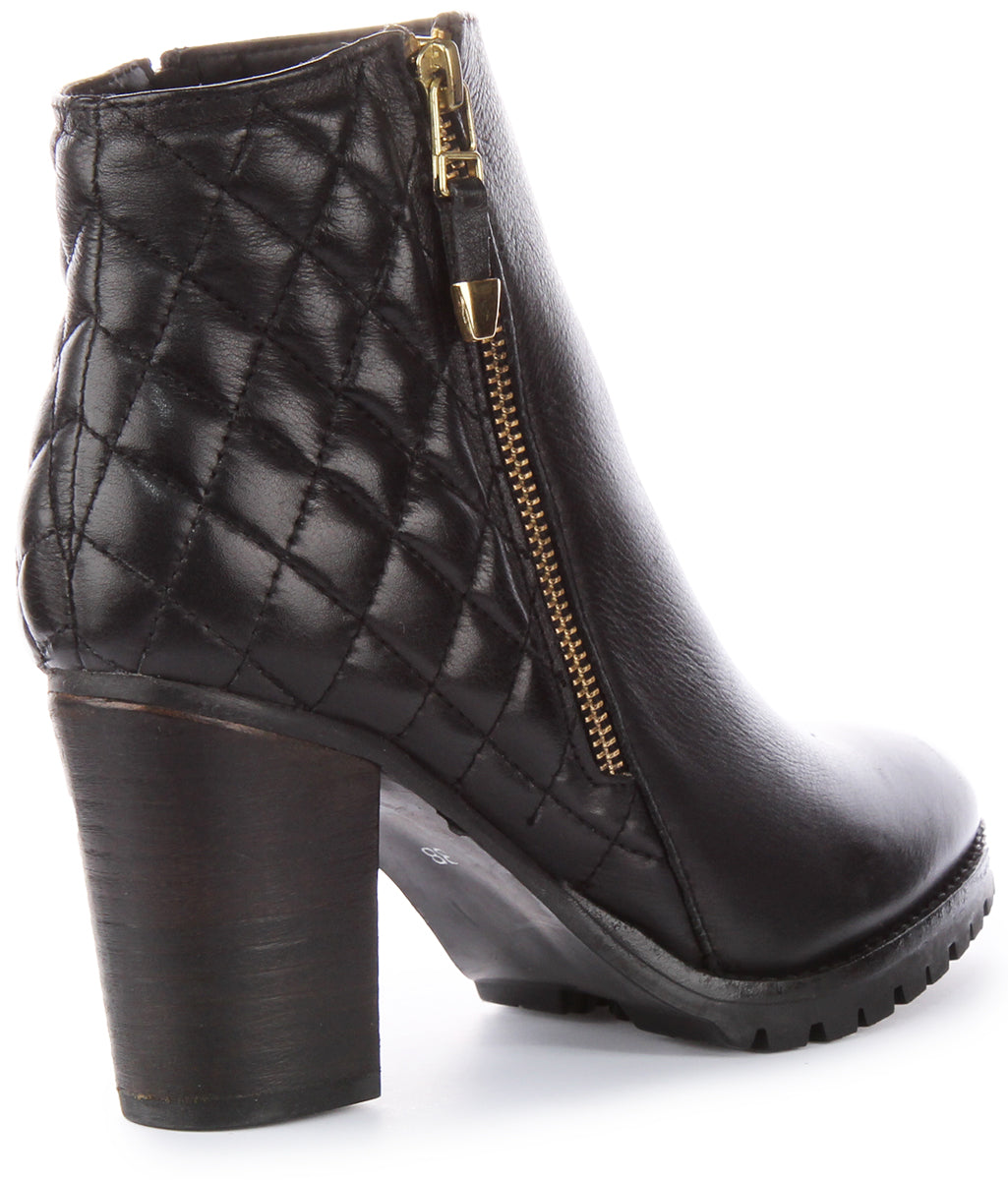 JUSTINREESS Fleur Stivaletto in pelle da donna con doppia zip in nero