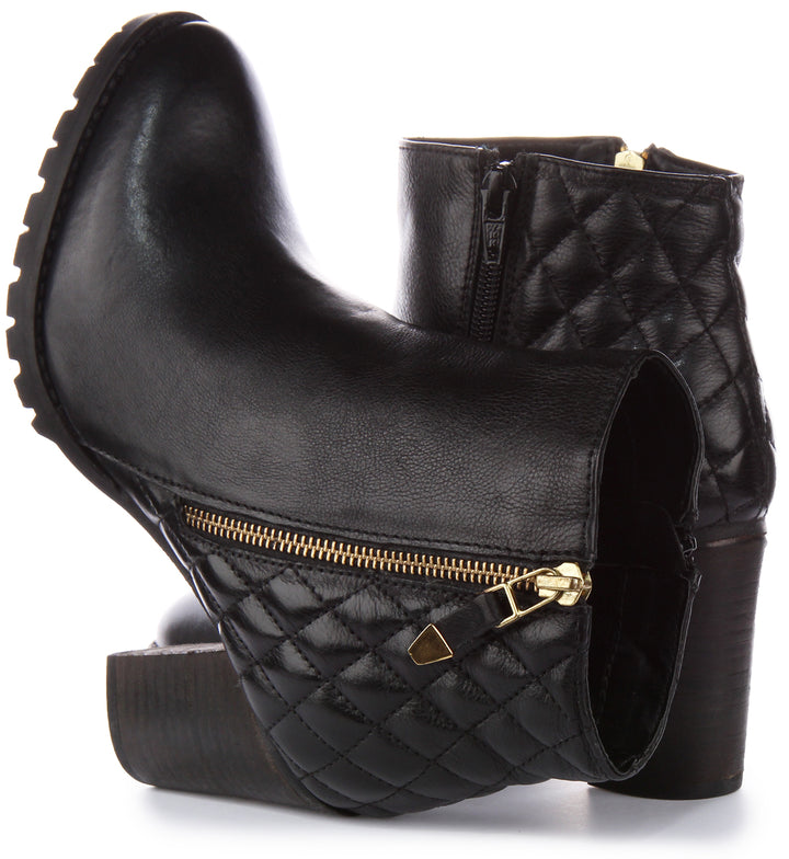 JUSTINREESS Fleur Stivaletto in pelle da donna con doppia zip in nero