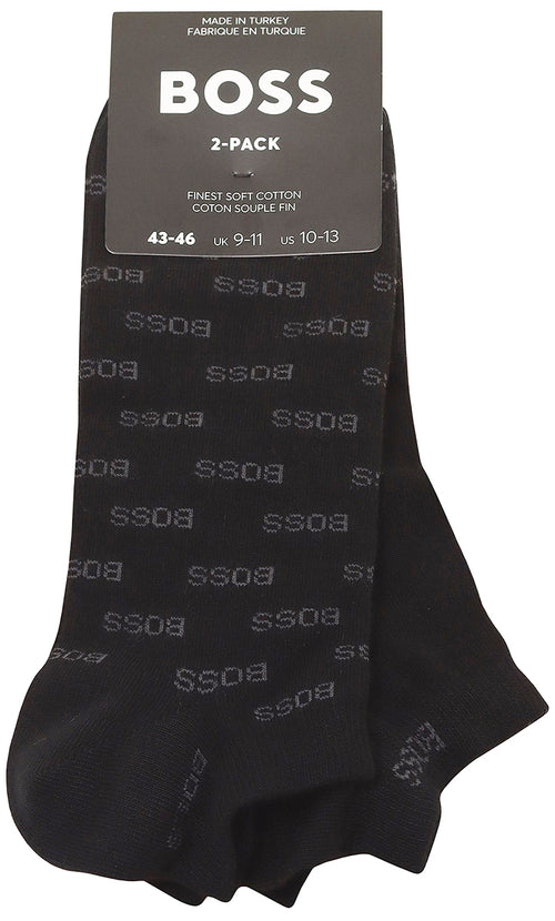 Boss As Allover Lot de 2 chaussettes d'affaires pour hommes en noir