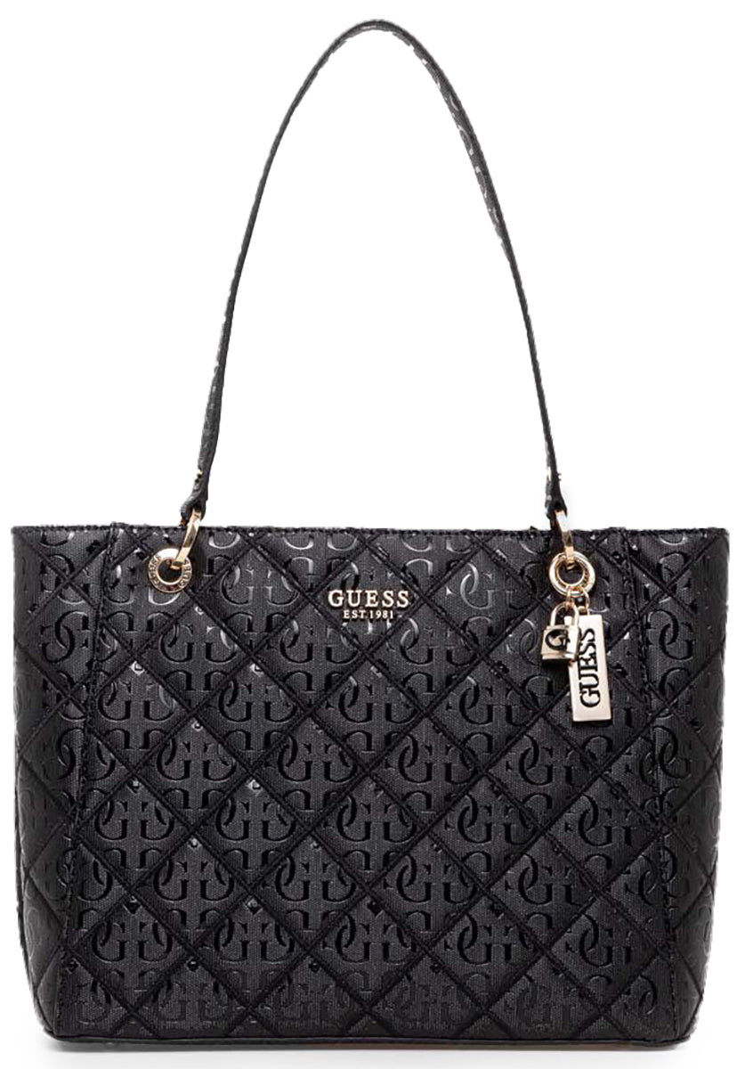 Guess Noelle Elite Quilted Tote In Black For Women