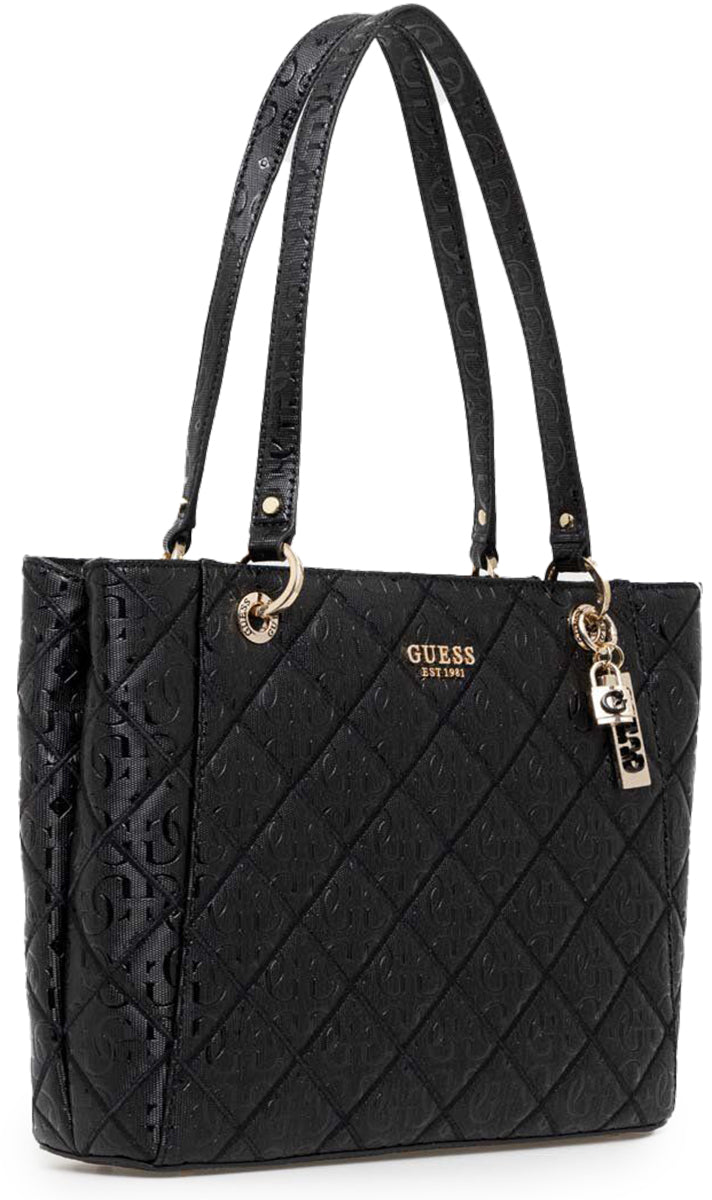 Guess Noelle Elite Quilted Tote In Black For Women