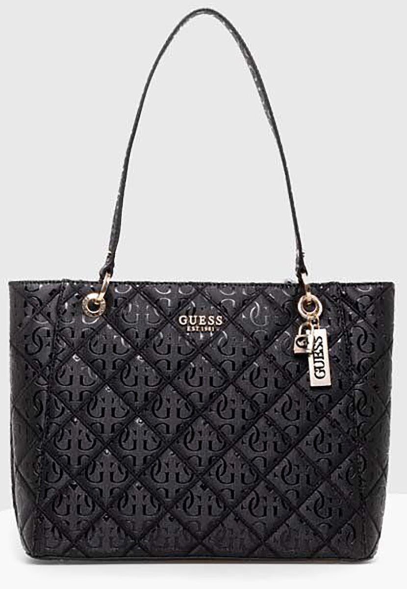 Guess Noelle Elite Quilted Tote In Black For Women