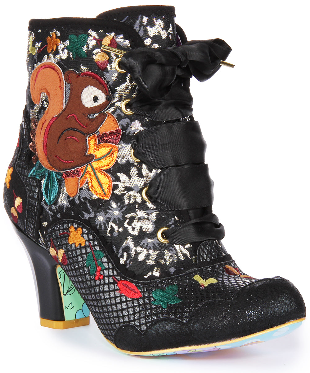 Irregular Choice Squirrel Away Chaussures à talon moyen pour femmes en noir