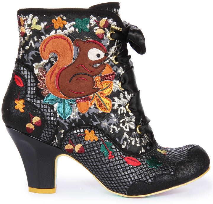 Irregular Choice Squirrel Away Zapatos de tacón medio para mujer en negro