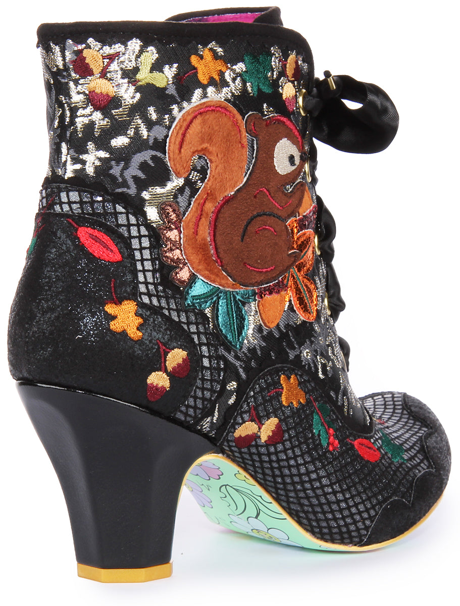 Irregular Choice Squirrel Away Zapatos de tacón medio para mujer en negro