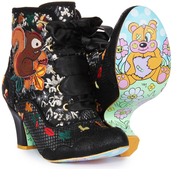 Irregular Choice Squirrel Away Frauen Mitte Absatz Schuhe Schwarz