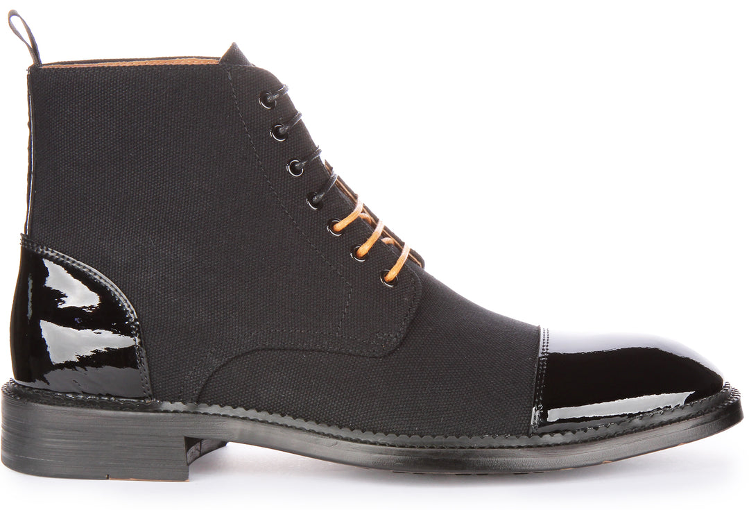 JUSTINREESS Harrison Bottines élégantes en cuir à lacets pour hommes en noir