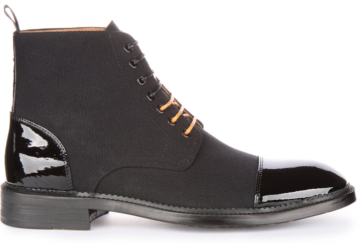 JUSTINREESS Harrison Botines de piel con cordones para hombre en negro