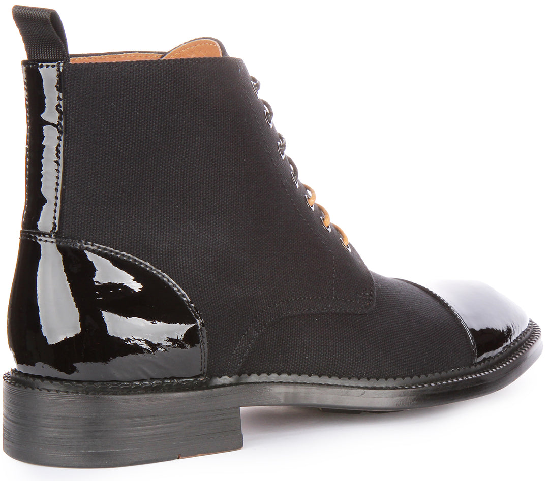 JUSTINREESS Harrison Botines de piel con cordones para hombre en negro